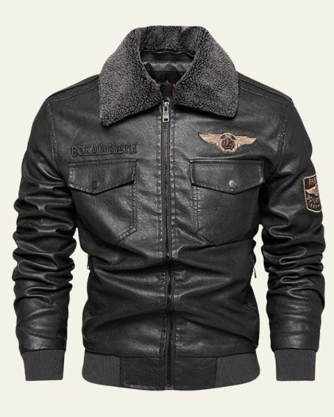 Aurazio Giacca Aviator in Pelle Vegana da uomo