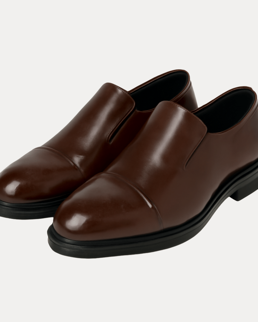 Aurazio Mocassini Uomo Punta Decorata In Pelle Sintetica Liscia, Confortevoli E Facili Da Indossare