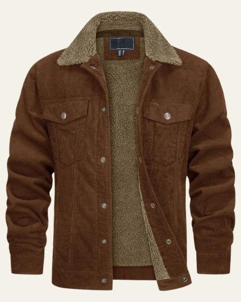 Aurazio Giacca in Corduroy con Fodera Sherpa da uomo