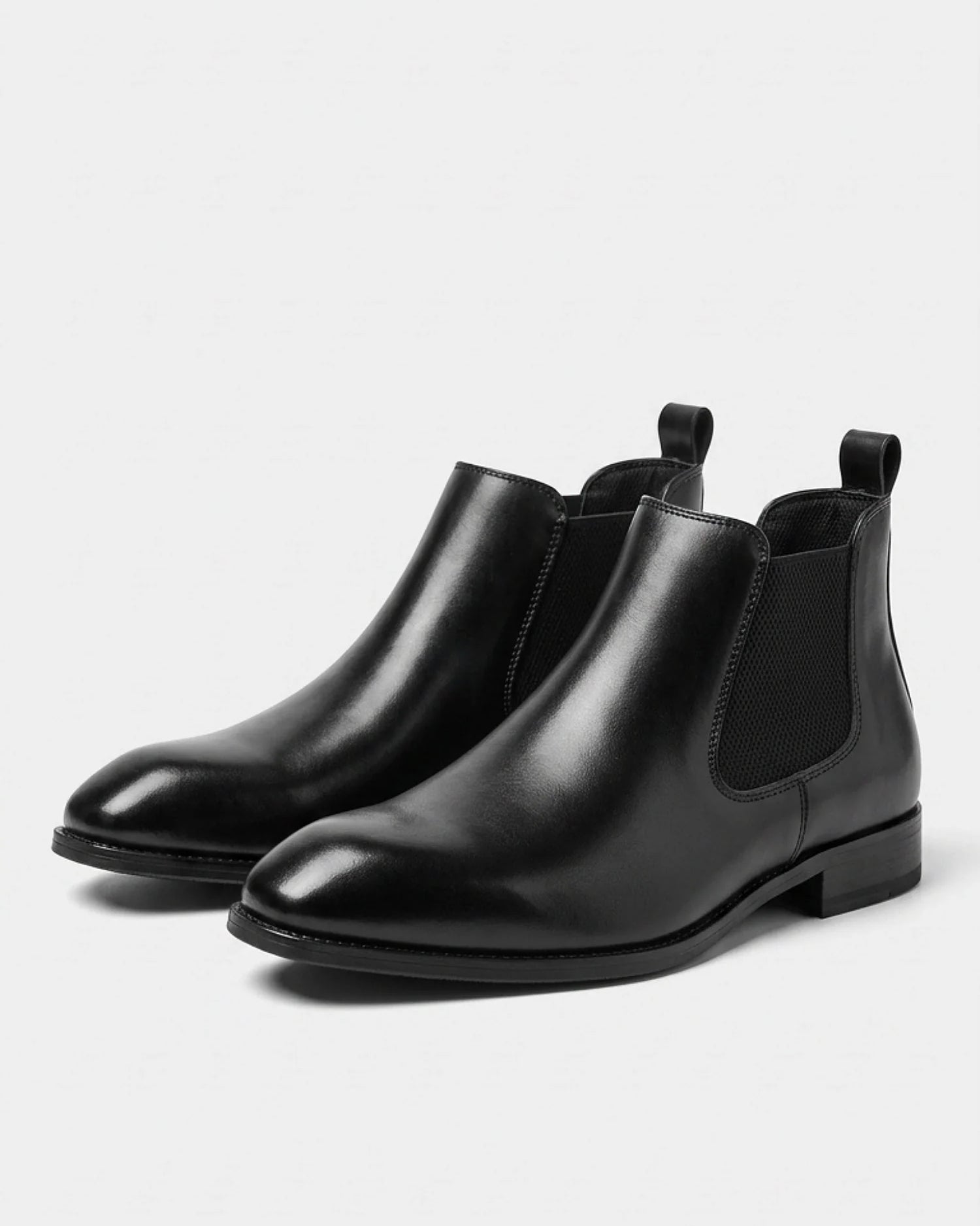Stivaletti Chelsea Uomo Effetto Pelle Lisci Tacco Basso Slip-On
