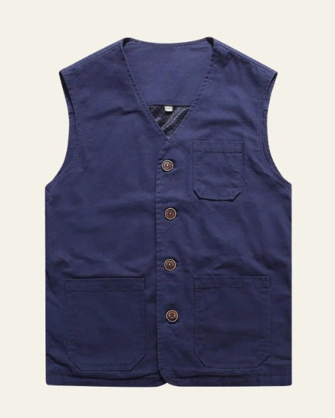 Aurazio Gilet in Cotone Dritto con Tasche da uomo