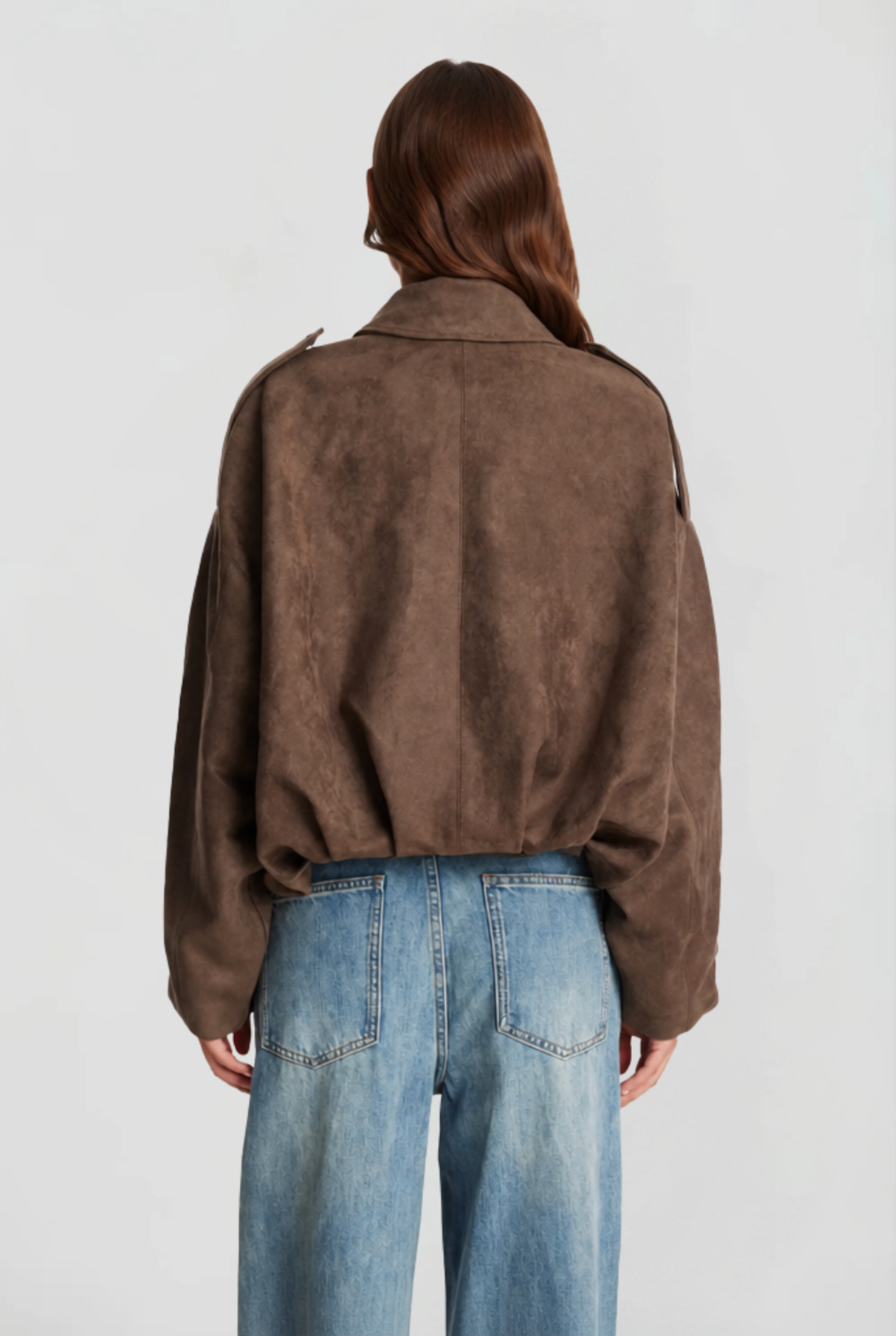 Giacca Donna in Camoscio Oversize Corta Maniche Ampie