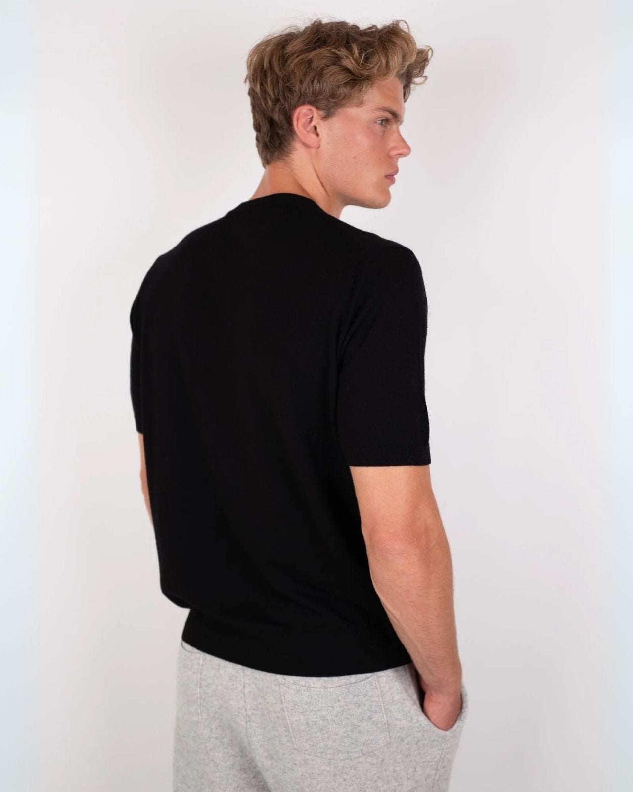 Aurazio Maglietta in lana lavorata a maglia da uomo