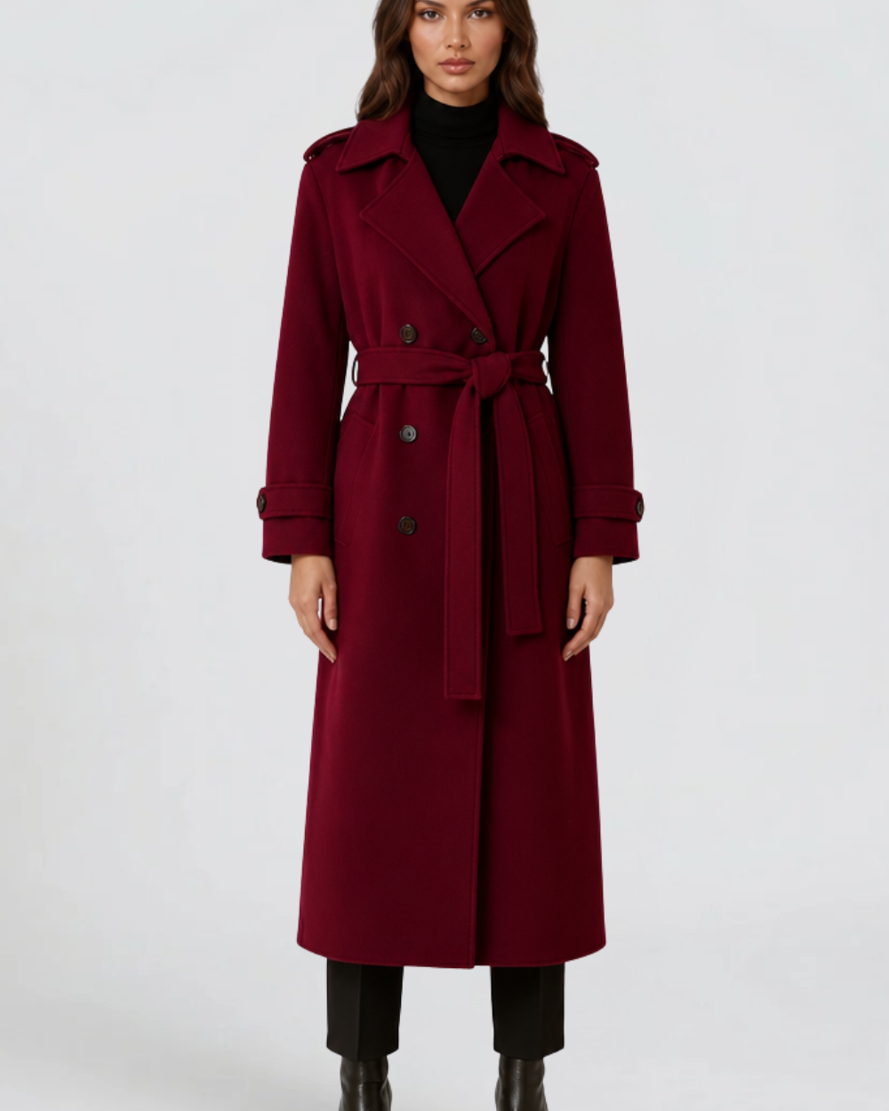 Trench Donna Lungo in Lana Doppiopetto Sartoriale