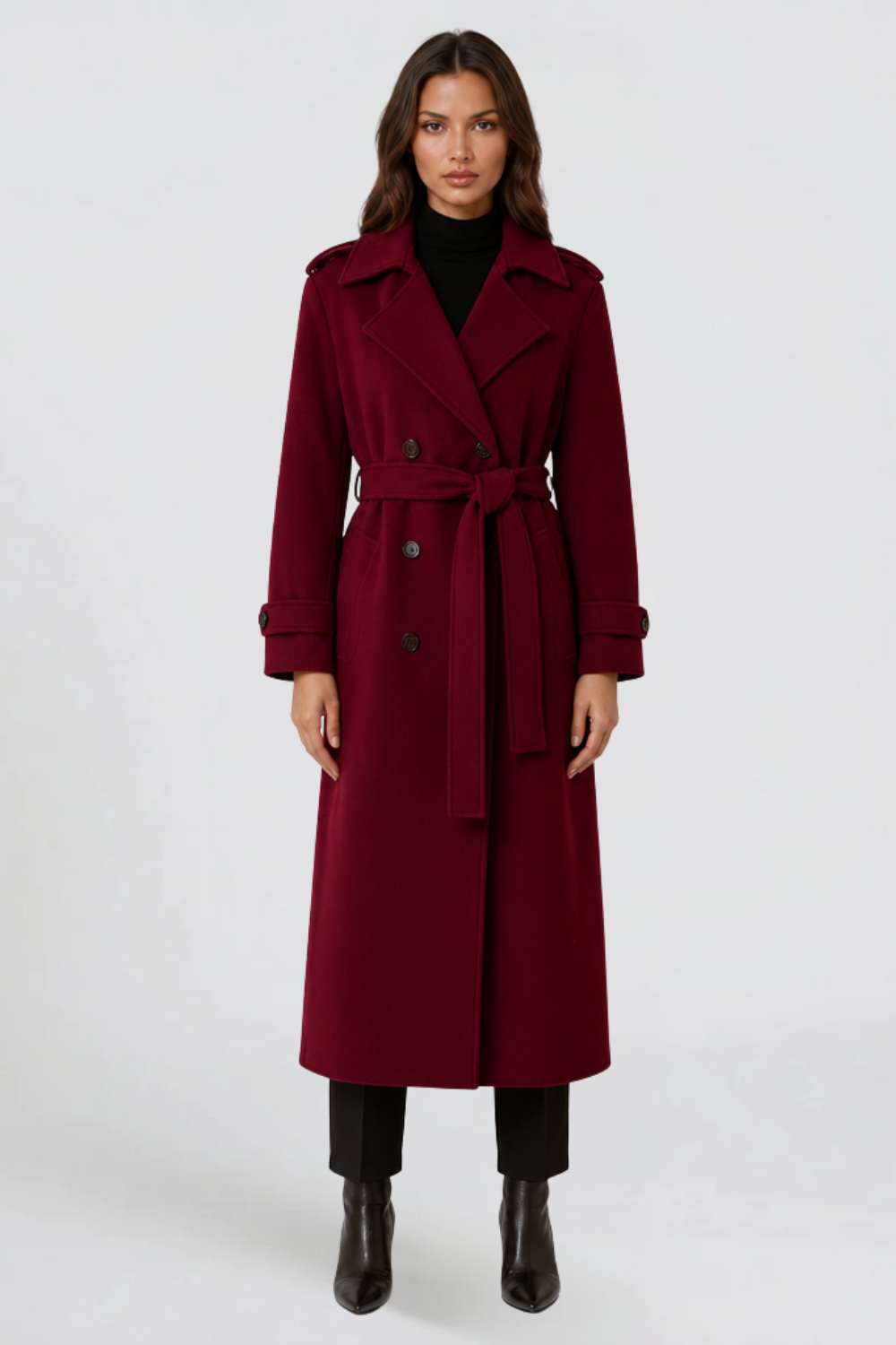 Trench Donna Lungo in Lana Doppiopetto Sartoriale