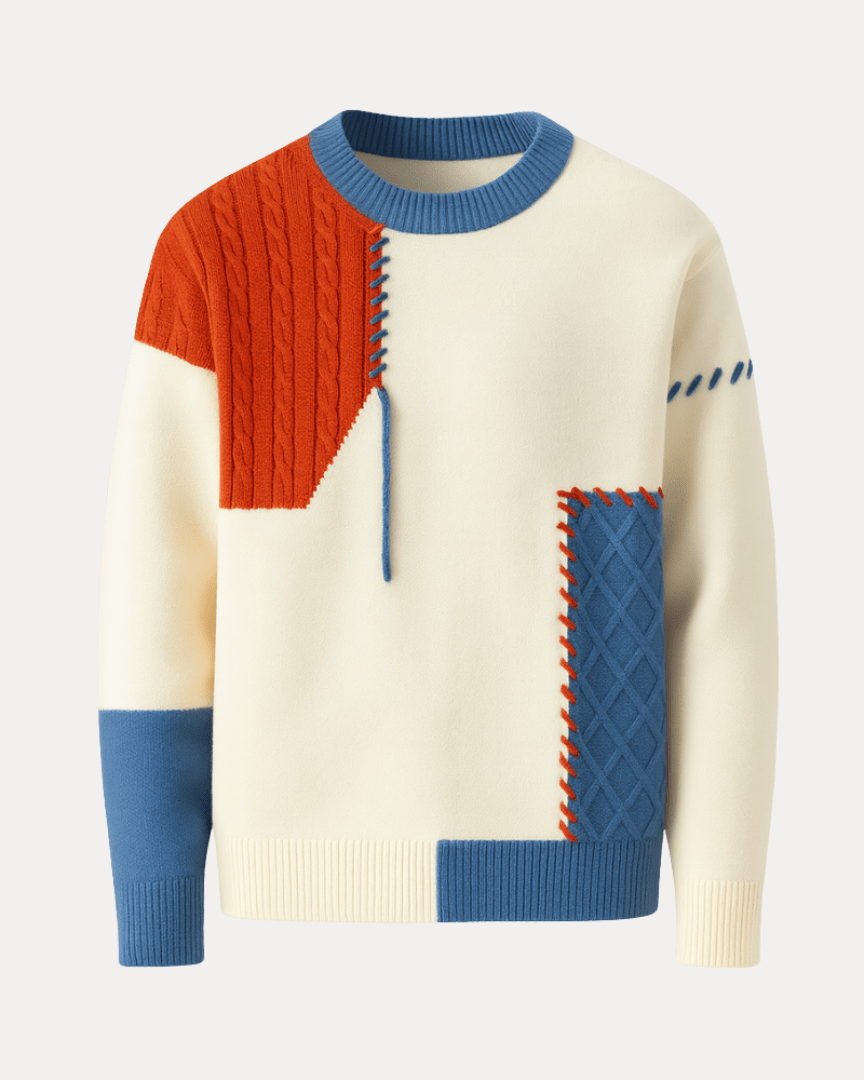 Aurazio Maglione Patchwork Treccie Caldo Donna Chic