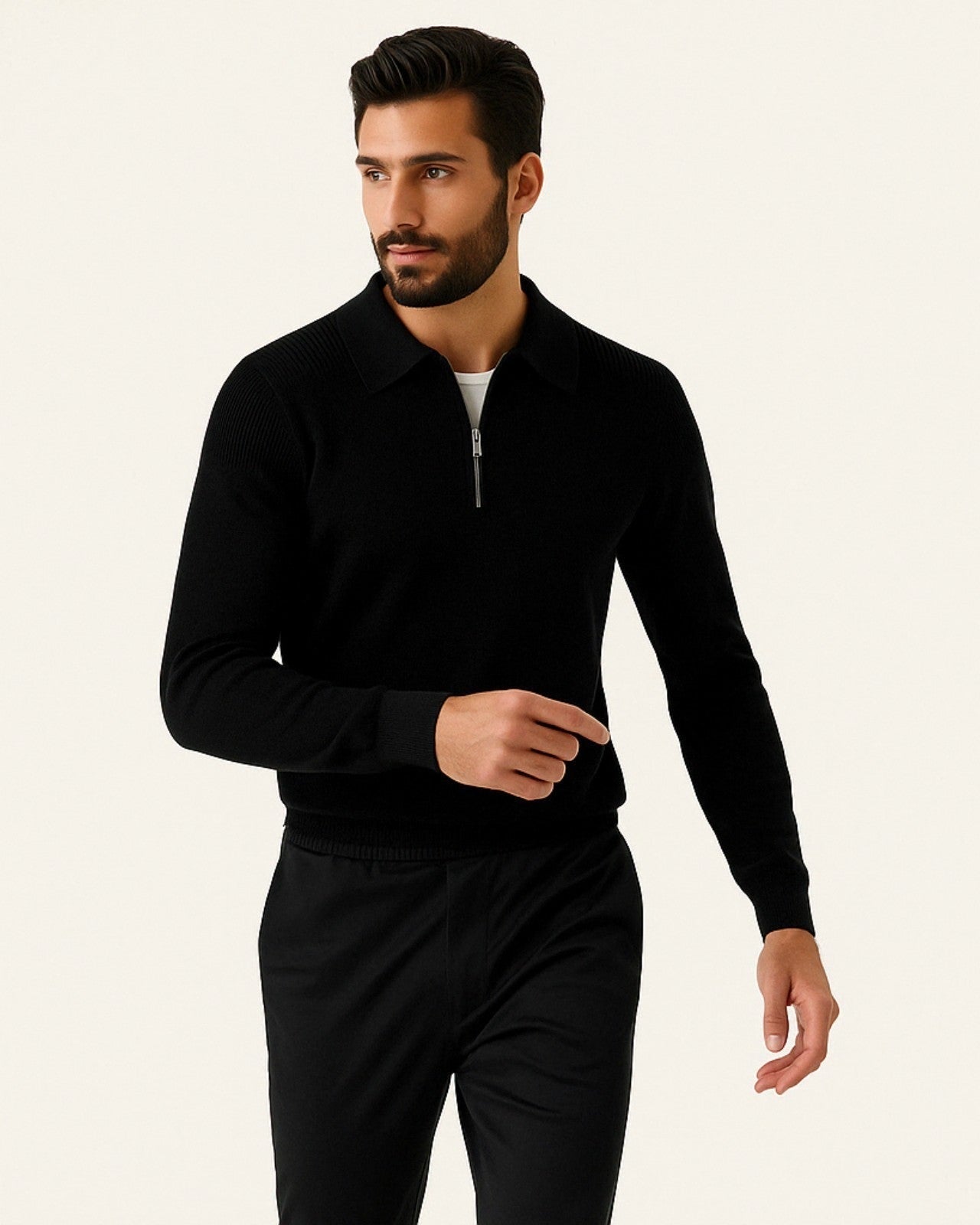 Aurazio Maglione a trecce con zip da uomo