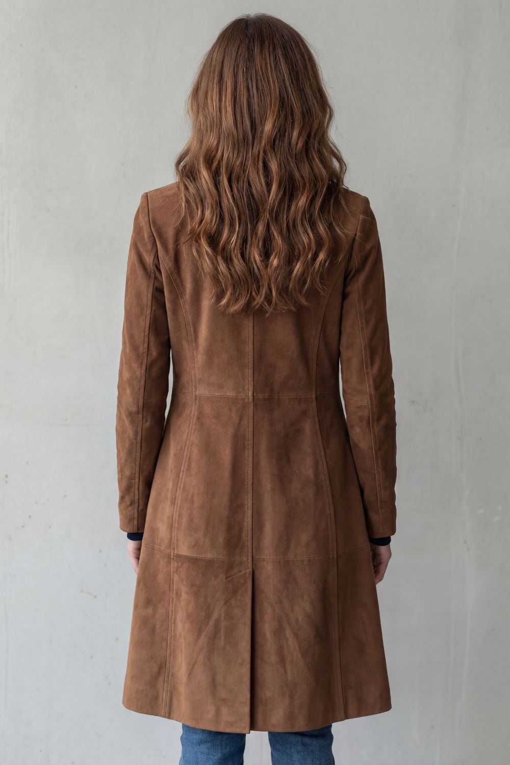Cappotto Donna Lungo Effetto Camoscio Vintage Linea Longline