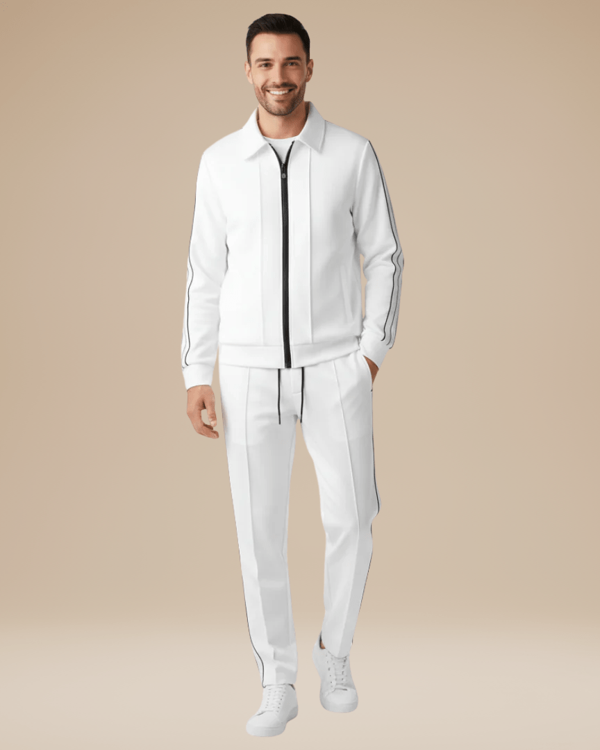 Aurazio Set Sportivo Uomo Moderno Confortevole Giacca Zip Frontale Colletto Classico