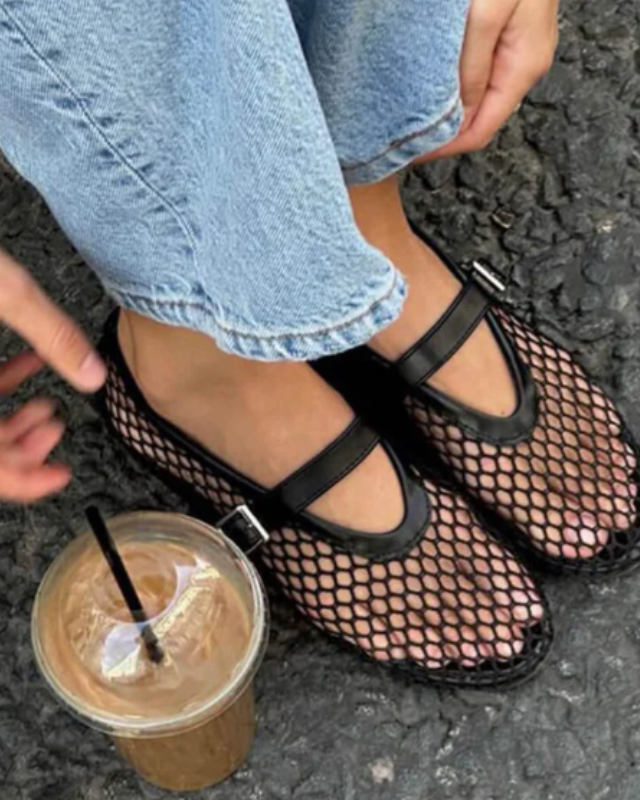 Aurazio Scarpe Mary Jane in mesh da donna