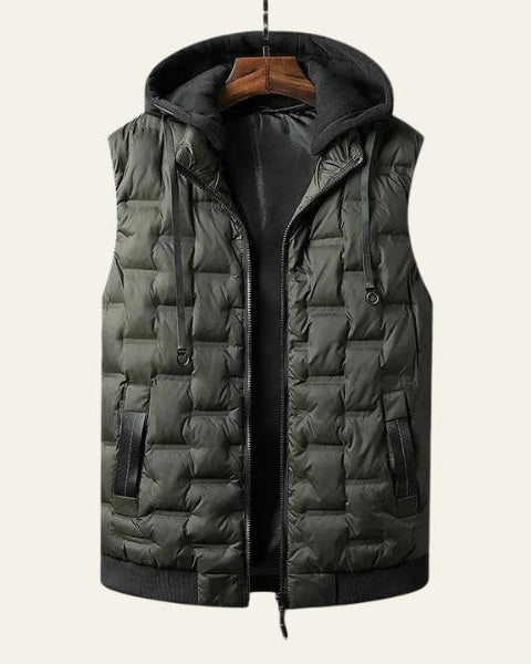 Aurazio Gilet Trapuntato Con Cappuccio Per Uomo