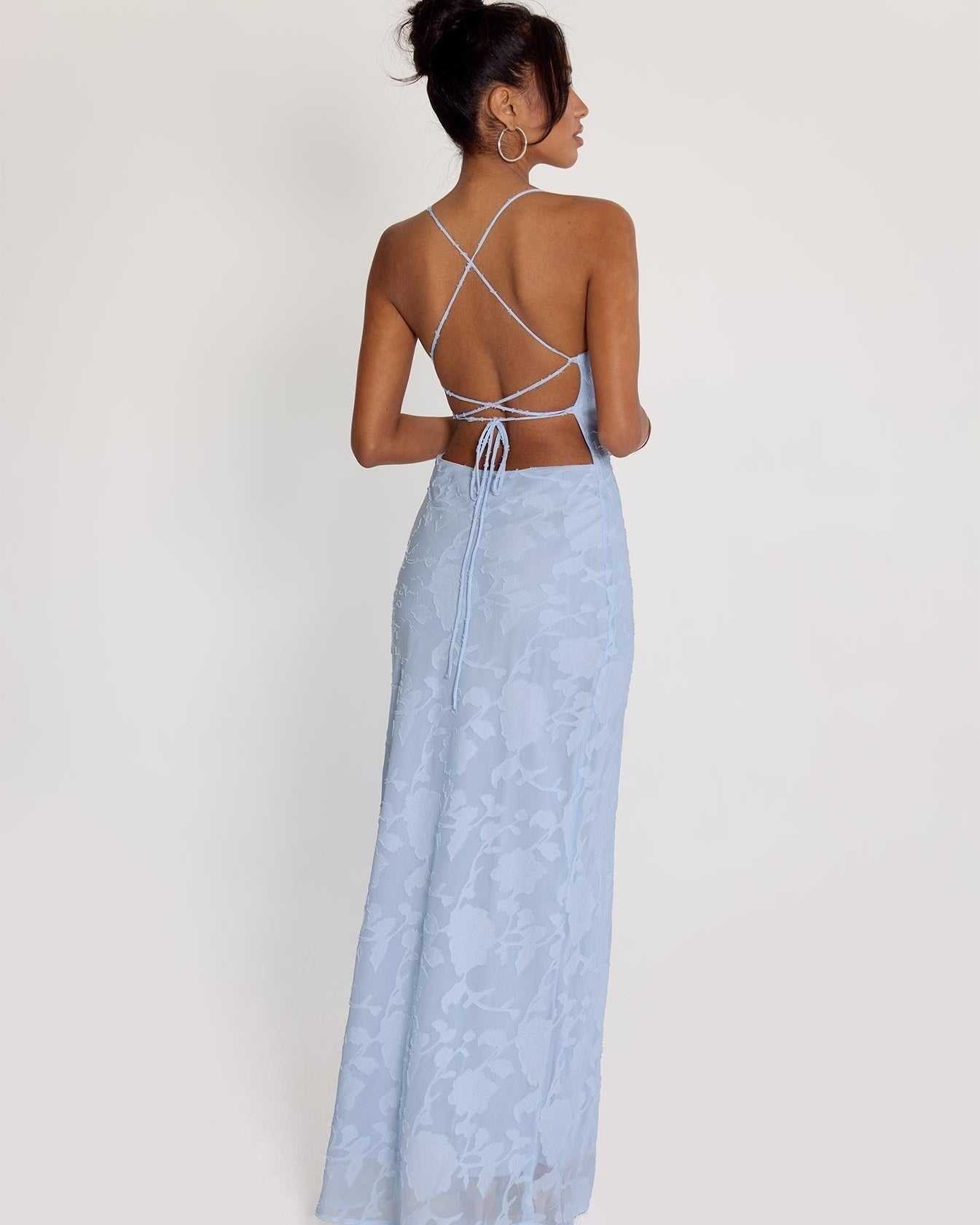 Abito Lungo Donna Floreale Texture Spalline Sottili Estivo
