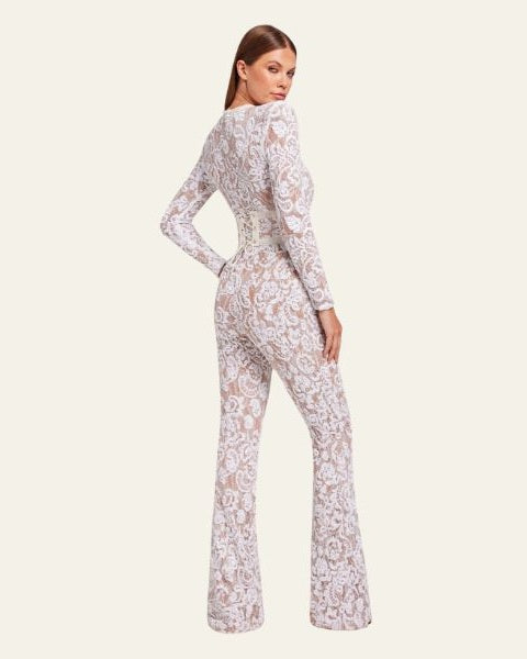 Aurazio Tuta in pizzo ricamato elegante da donna