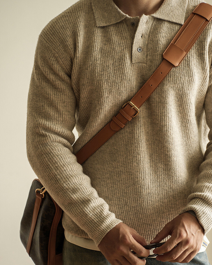 Aurazio Maglione Polo in Maglia a Maniche Lunghe da Uomo