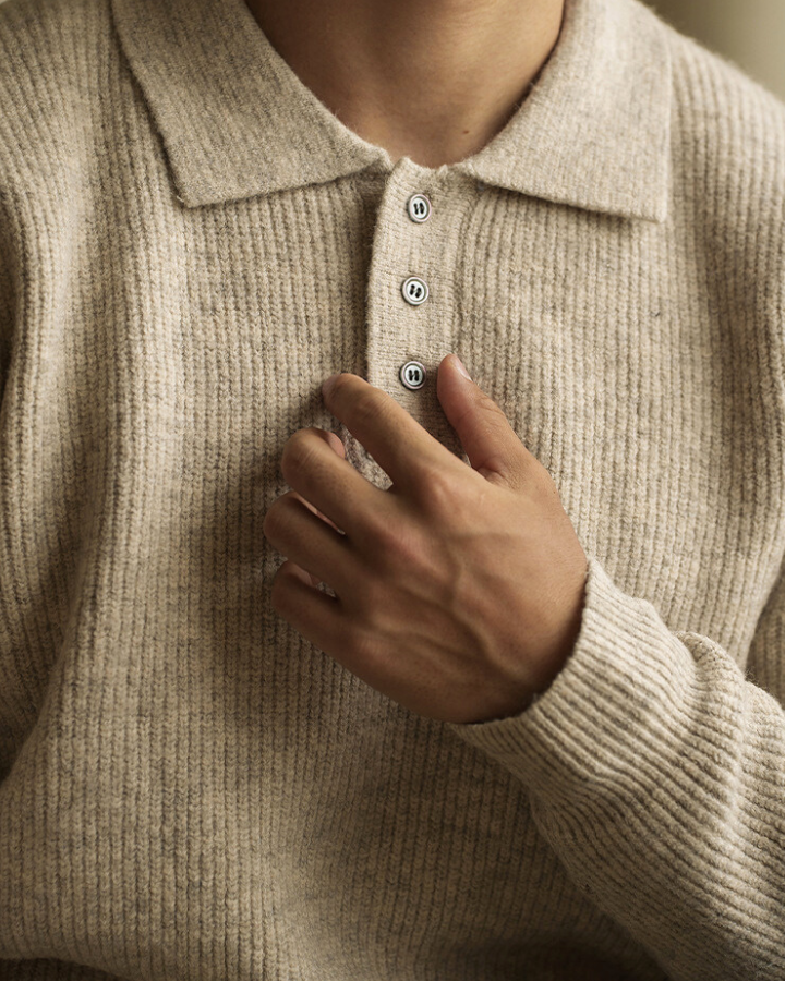 Aurazio Maglione Polo in Maglia a Maniche Lunghe da Uomo