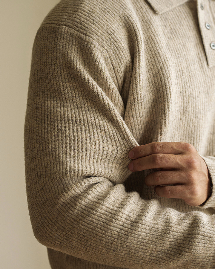 Aurazio Maglione Polo in Maglia a Maniche Lunghe da Uomo