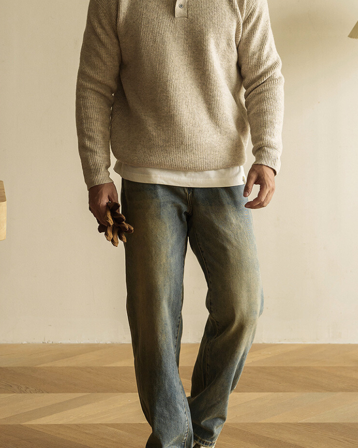 Aurazio Maglione Polo in Maglia a Maniche Lunghe da Uomo