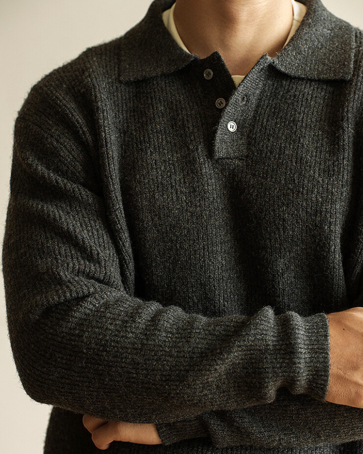 Aurazio Maglione polo a maniche lunghe in maglia da uomo