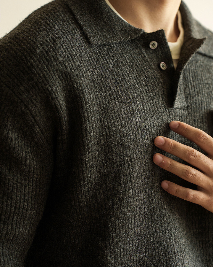 Aurazio Maglione polo a maniche lunghe in maglia da uomo