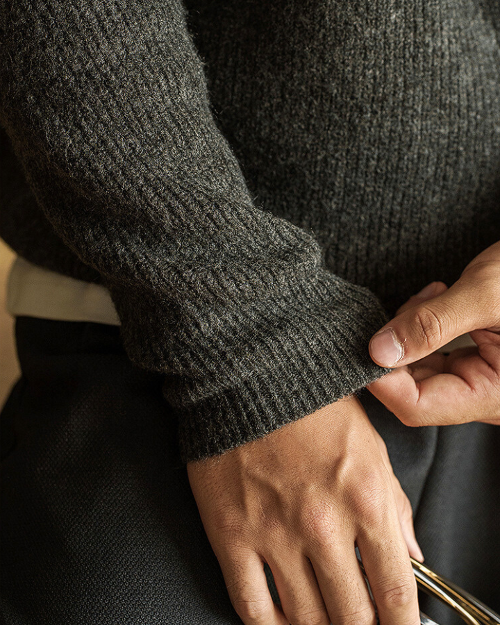 Aurazio Maglione polo a maniche lunghe in maglia da uomo