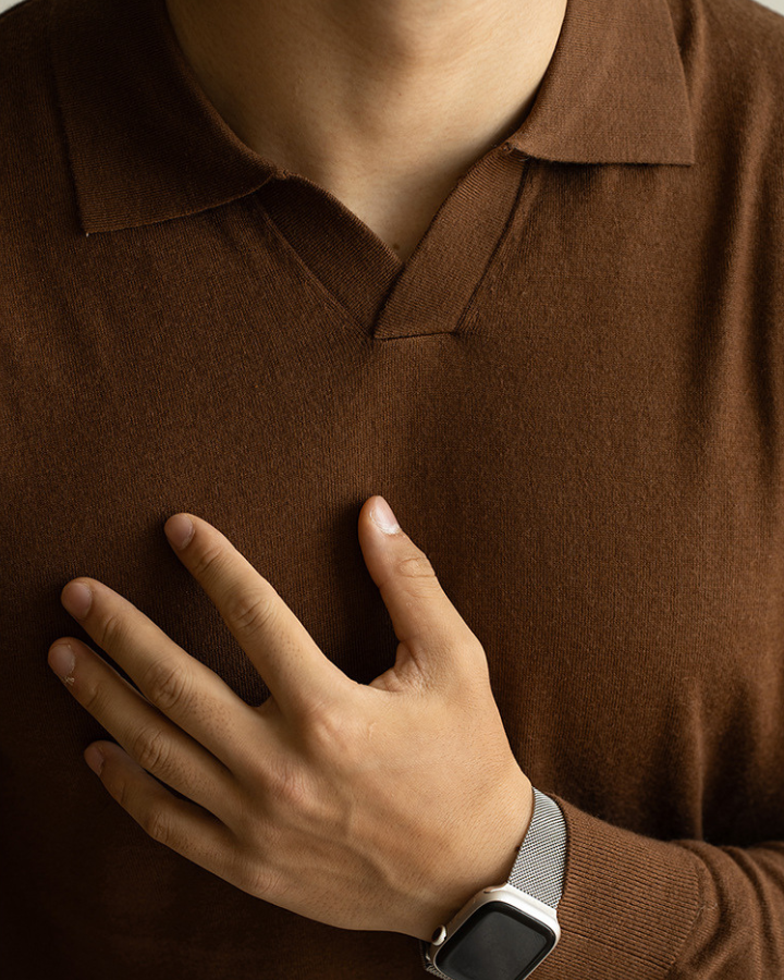 Aurazio Polo a maniche lunghe elegante da uomo
