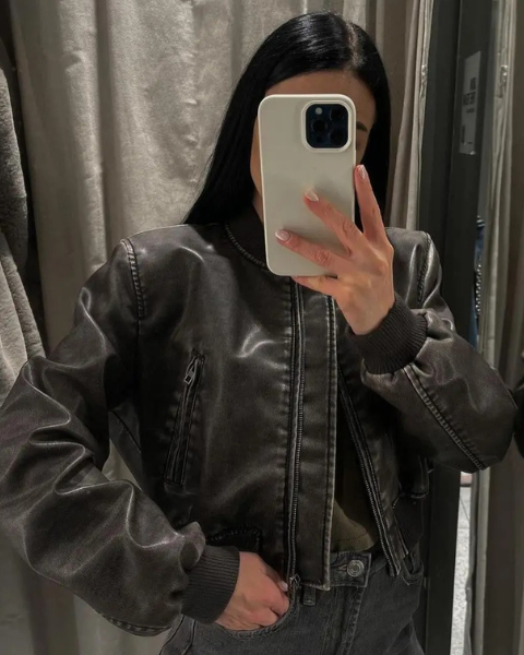 Bomber Donna in Pelle Vegana Morbida Silhouette Essenziale