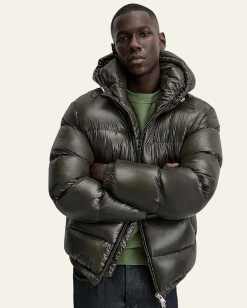 Aurazio Piumino imbottito in nylon con piuma di oca da uomo