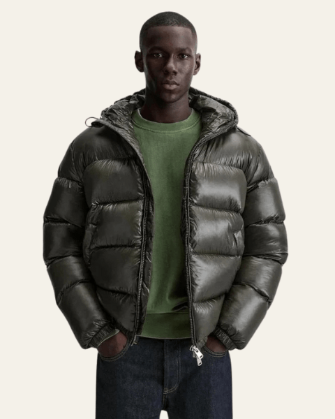 Aurazio Piumino imbottito in nylon con piuma di oca da uomo