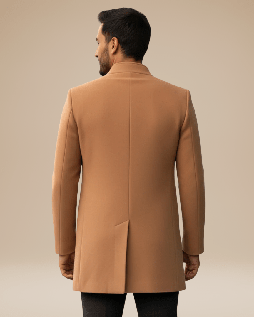 Cappotto Uomo Collo Coreano Affusolato Chiusura Nascosta