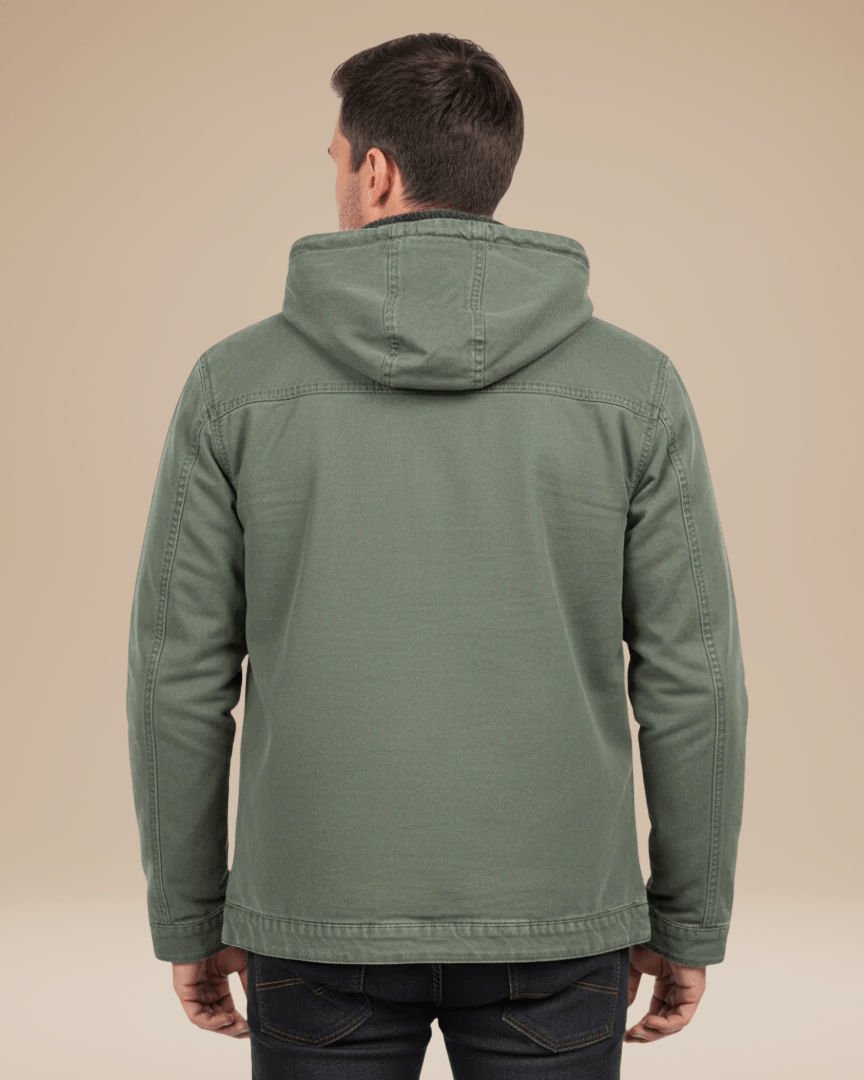 Aurazio Giacca Uomo Cappuccio Pile Foderata Con Zip Frontale Calda E Confortevole Autunno Inverno