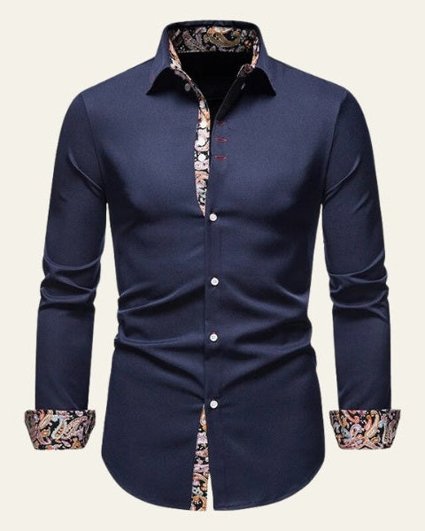 Aurazio Camicia a Bottoni Bordo Contrasto da Uomo