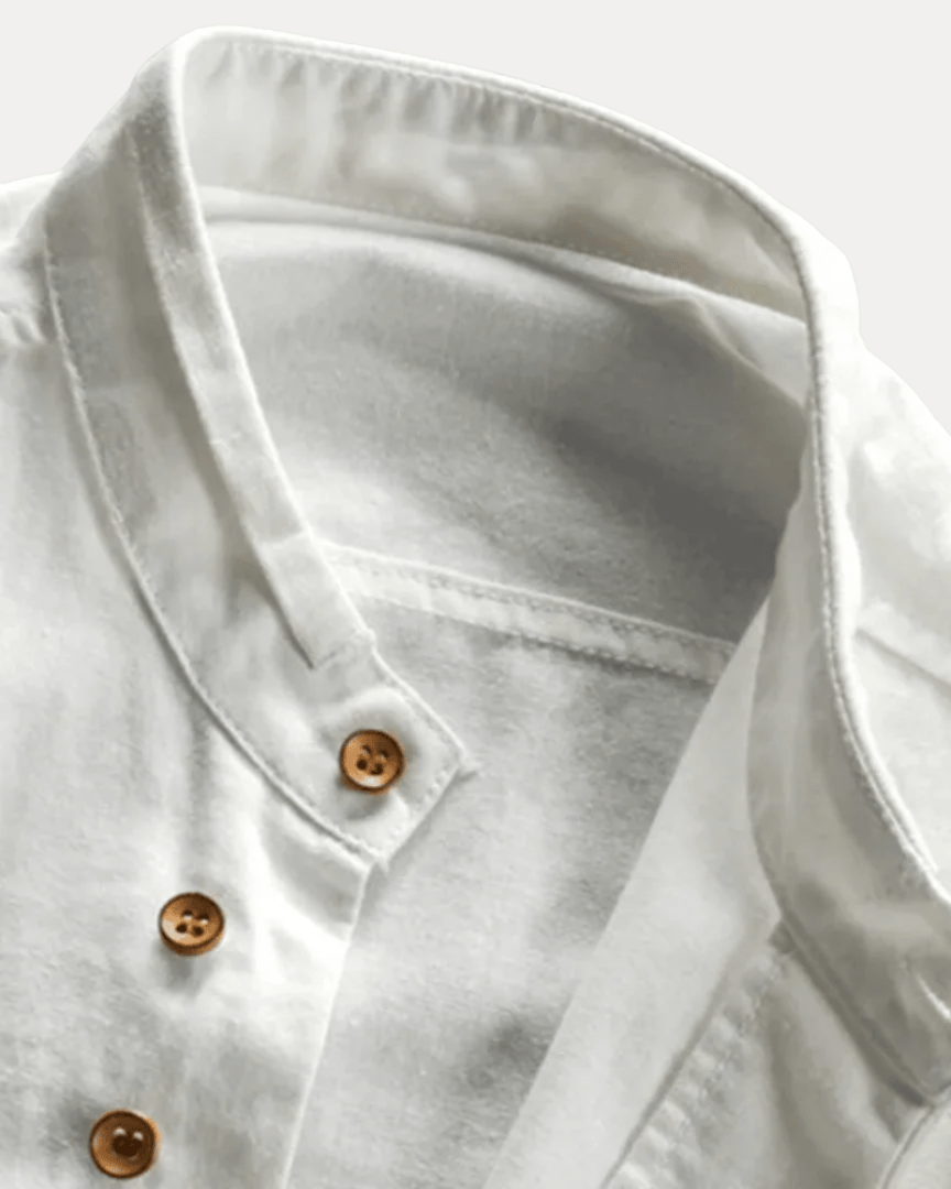 Aurazio Camicia Uomo Collo Coreana In Misto Lino Cotone Traspirante, Vestibilità Regolare Comfort Tutto Il Giorno