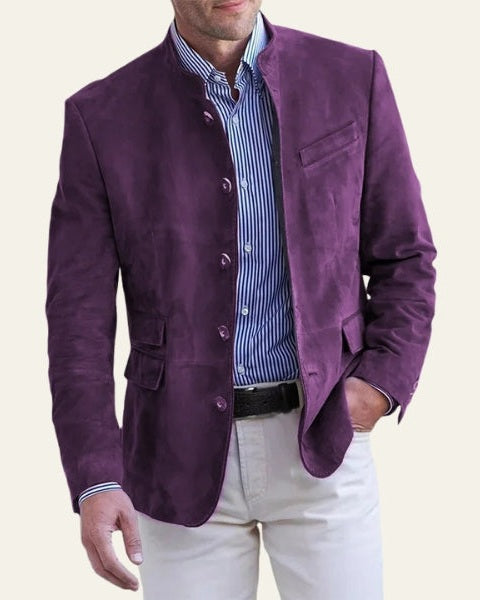 Aurazio Giacca in Similpelle Vegana con Collo Alto da Uomo