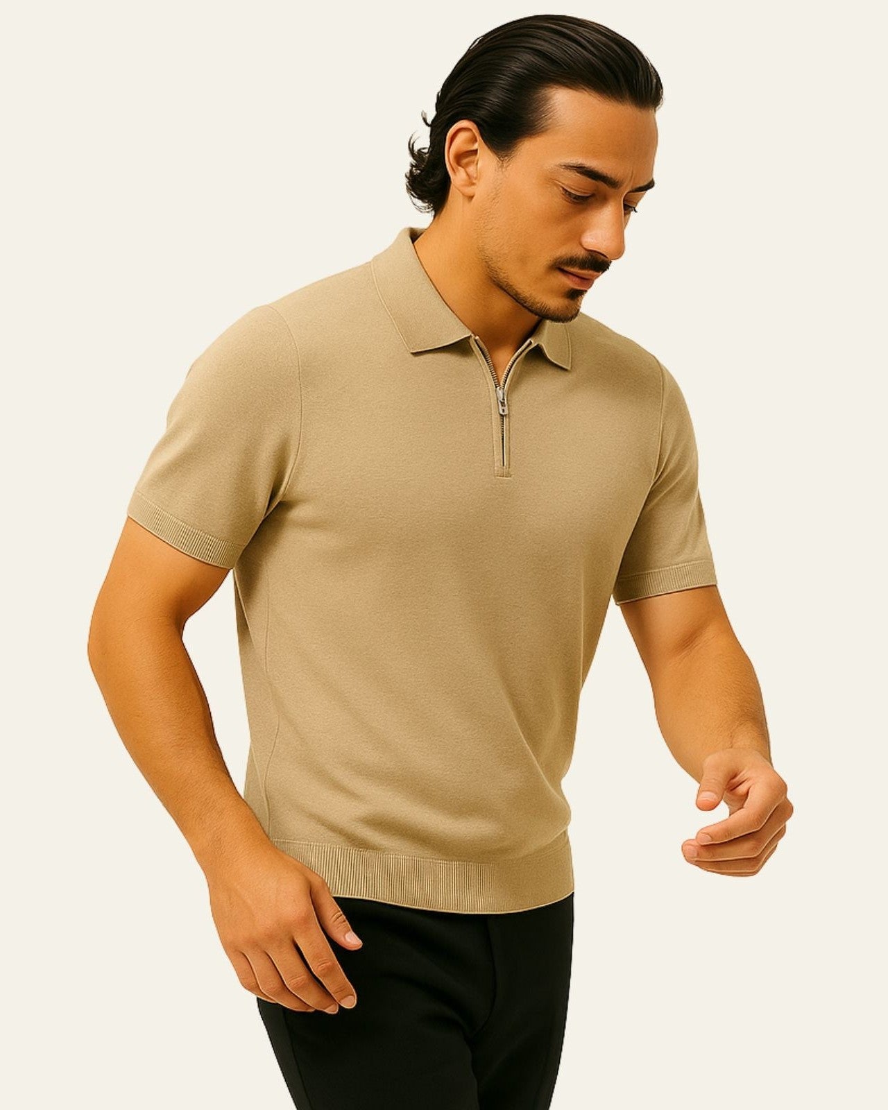 Aurazio Polo in maglia con zip a metà da uomo