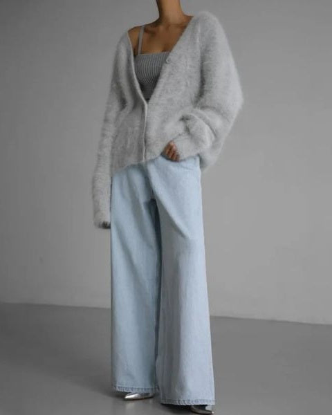 Cardigan Donna in Cashmere Lavorato a Maglia Morbido Caldo