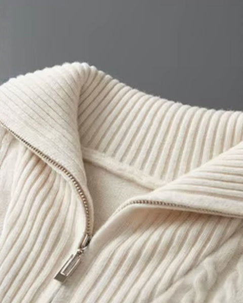 Aurazio Maglione in lana merino con zip a metà da uomo