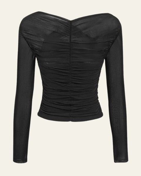 Top Donna Elegante Avvolgente in Rete Mesh Elastico Raffinato