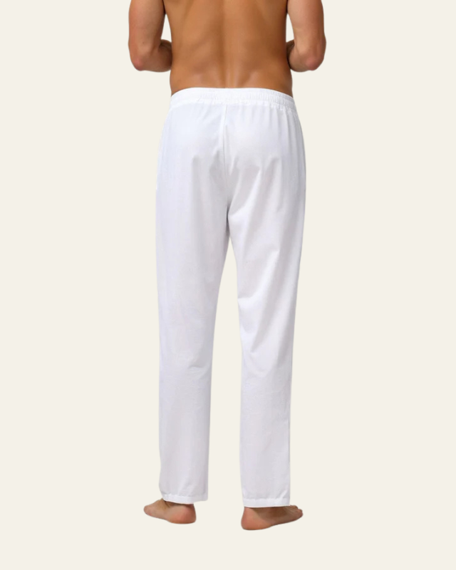 Aurazio Pantaloni in cotone-lino con coulisse da uomo