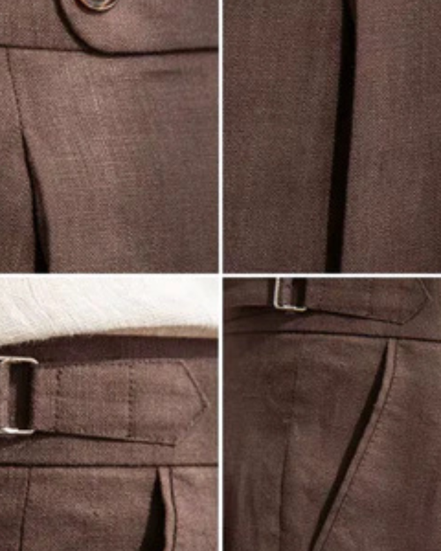 Aurazio Pantaloni in lino con pieghe da uomo