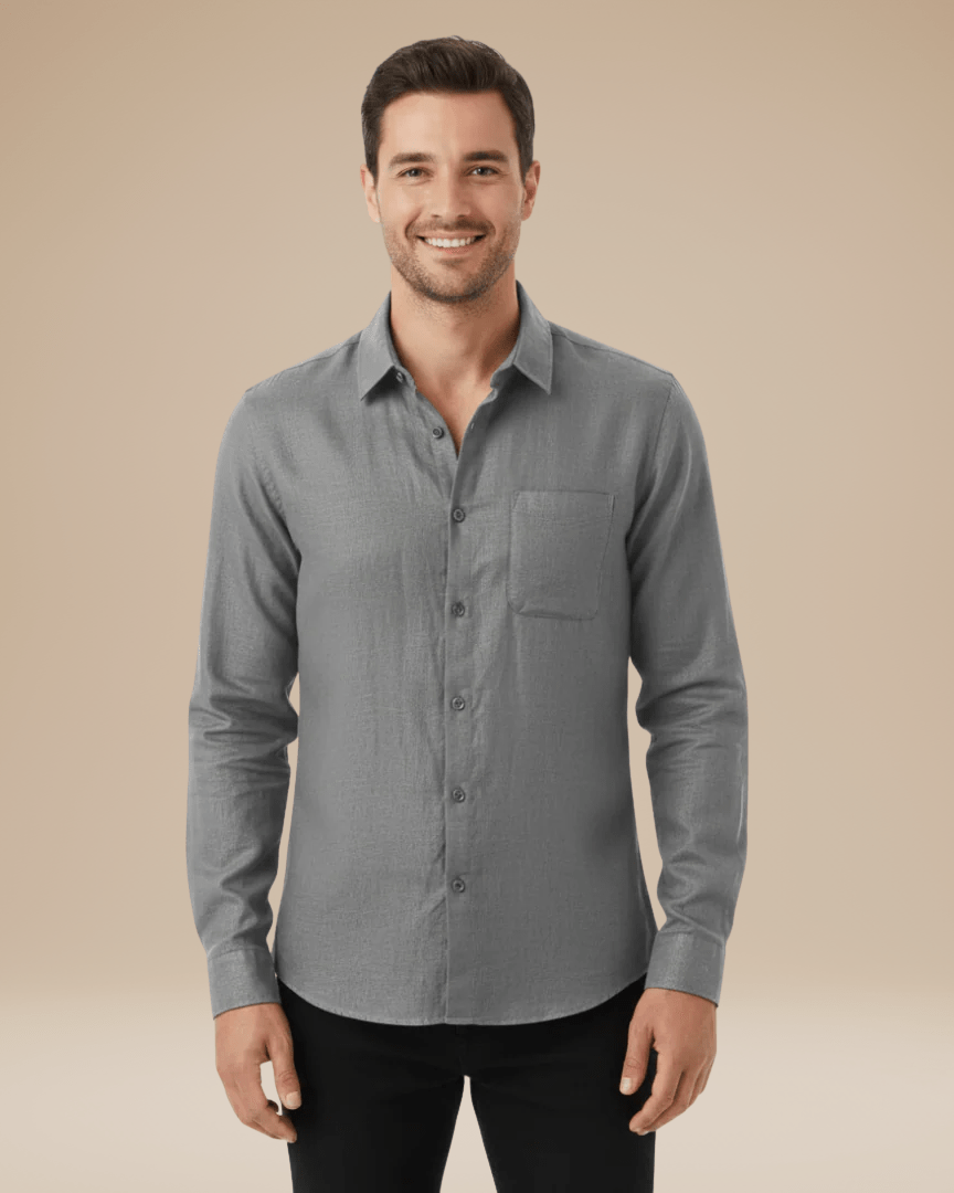 Aurazio Camicia Uomo Maniche Lunghe Leggera Traspirante