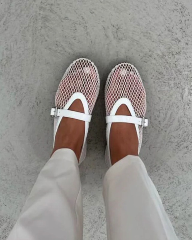 Aurazio Scarpe Mary Jane in mesh da donna