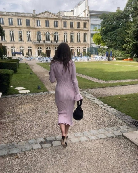 Aurazio Vestito Midi in Maglia a Coste da Donna