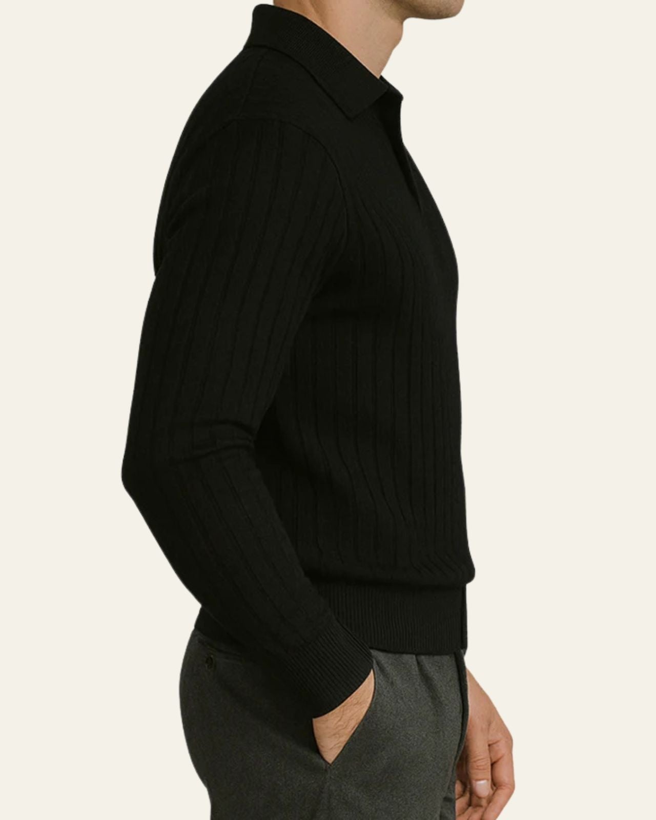 Aurazio Polo in maglia a coste aderente da uomo