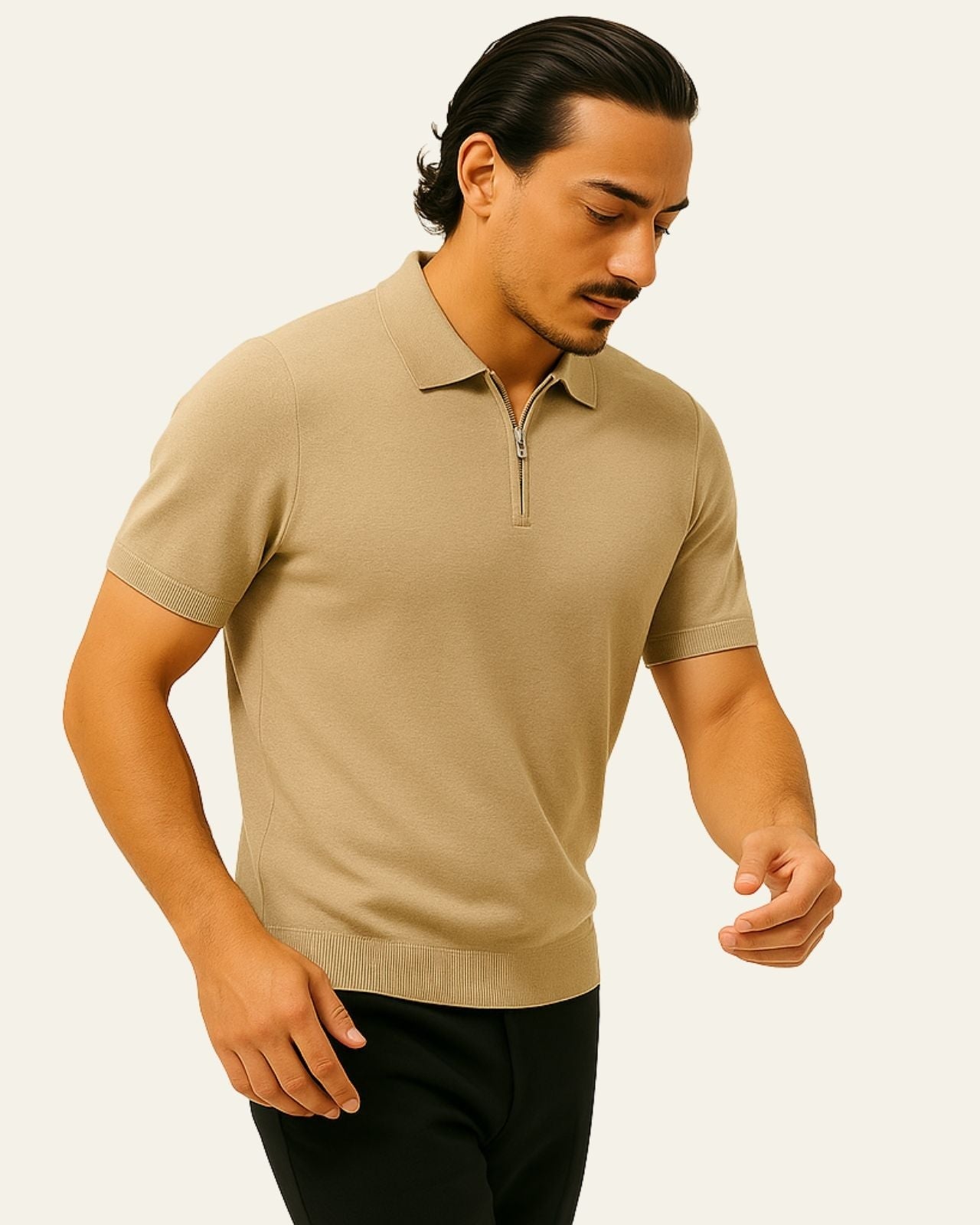 Aurazio Polo in maglia con zip frontale da uomo