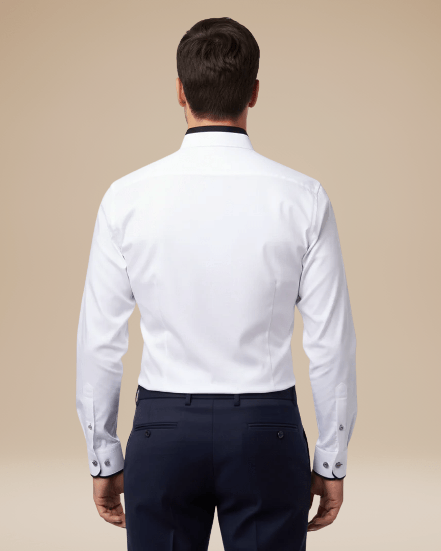 Aurazio Camicia Elegante Uomo Dettagli A Contrasto Colletto