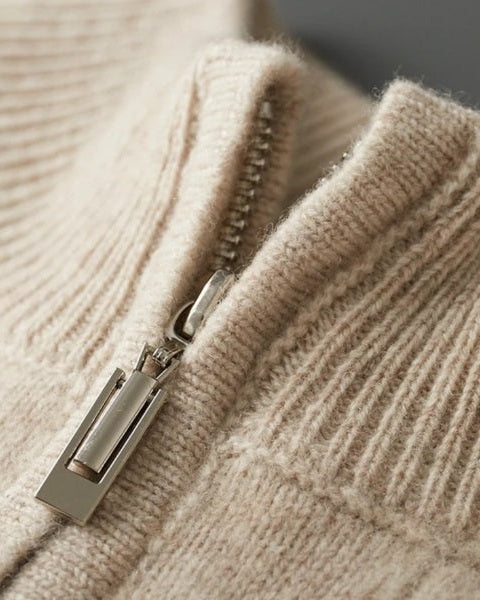 Aurazio Maglione in Lana Merino con Zip da uomo