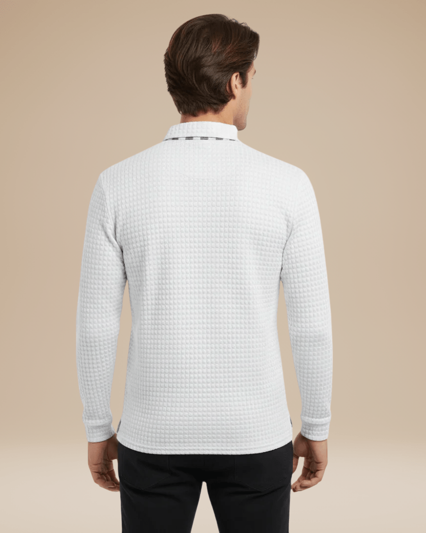 Aurazio Polo Uomo Maniche Lunghe In Maglia A Nido D Ape Calda Ed Elegante Traspirante E Comfort