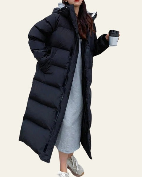 Piumino Donna Lungo Leggero con Cappuccio Linea Asciutta