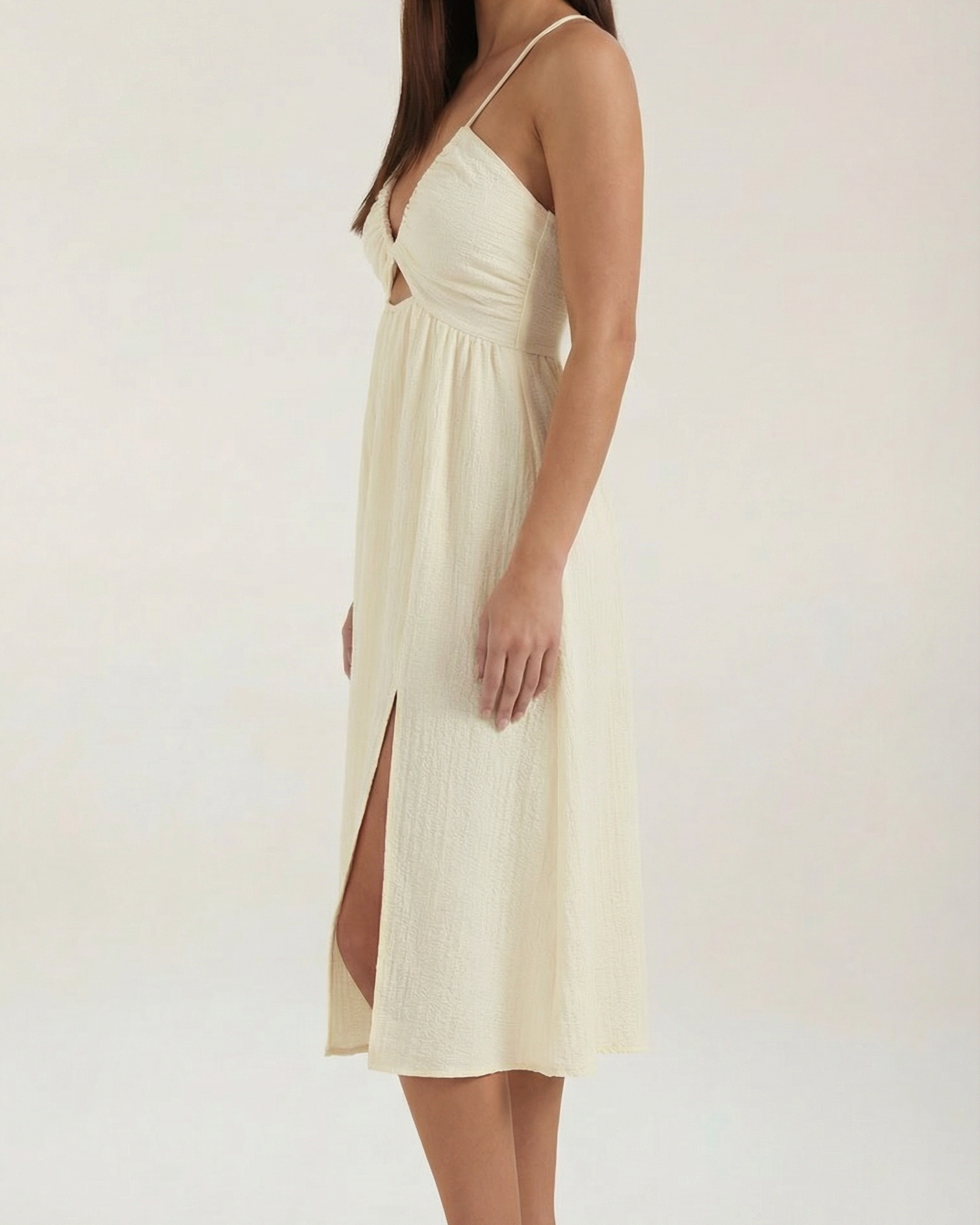 Abito Midi Donna Cut-Out Spacco Laterale Leggero Estivo