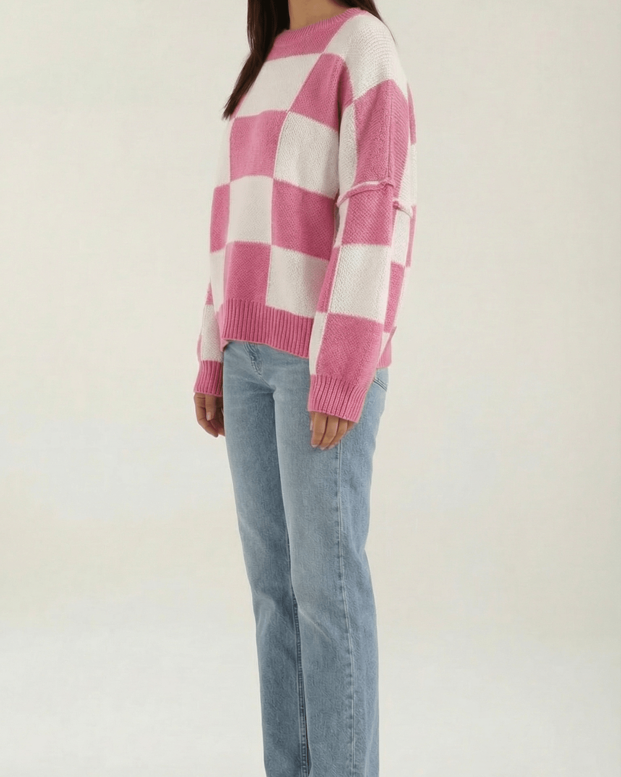 Aurazio Maglione a Quadri Checkered da Donna